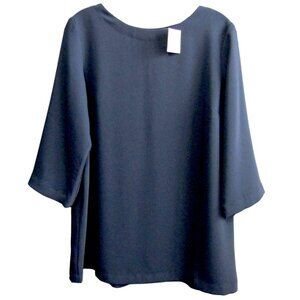 J Jill Wearever Easy Care Navy Blue Knit Tunic 3/4 Sleeve Top Size S New Tag